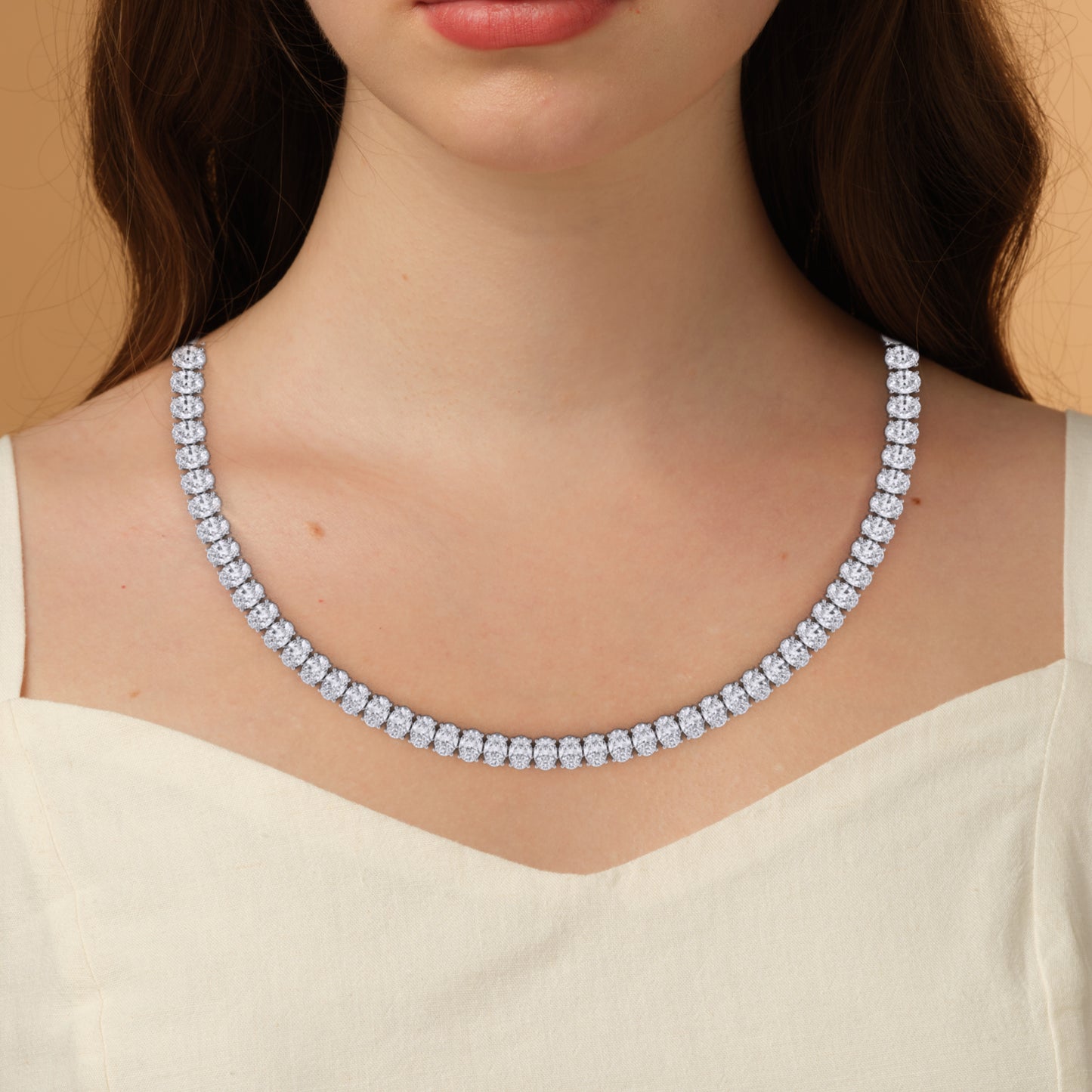 Oval Lab Grown Diamond Straight Necklace